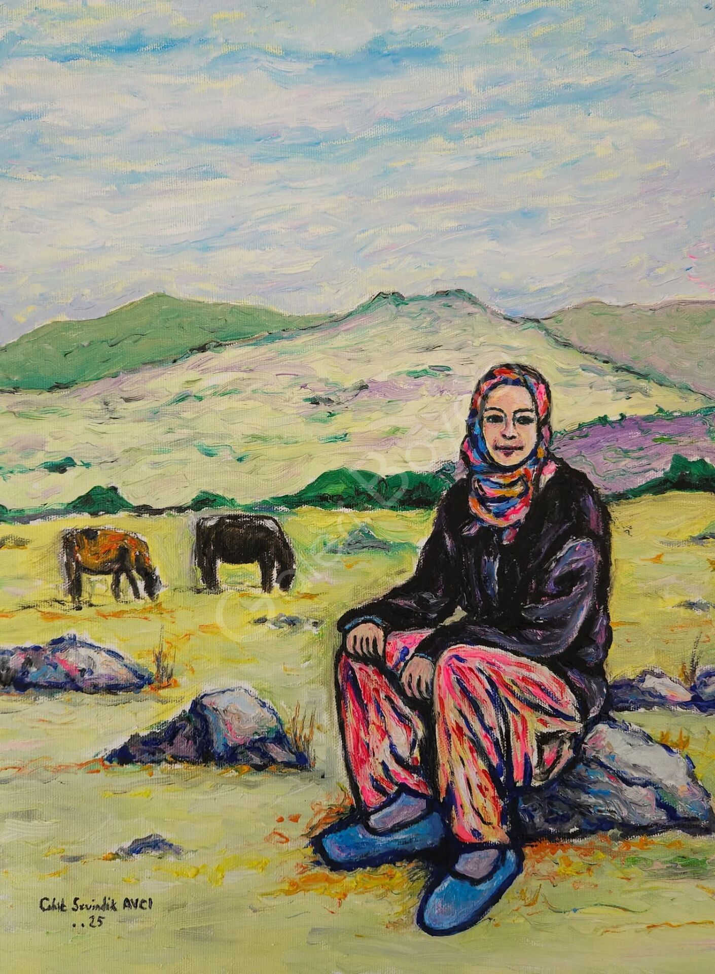 Genç Kadın Çoban Ve İnekleri